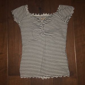 Black and White Striped Off The Sholder Top